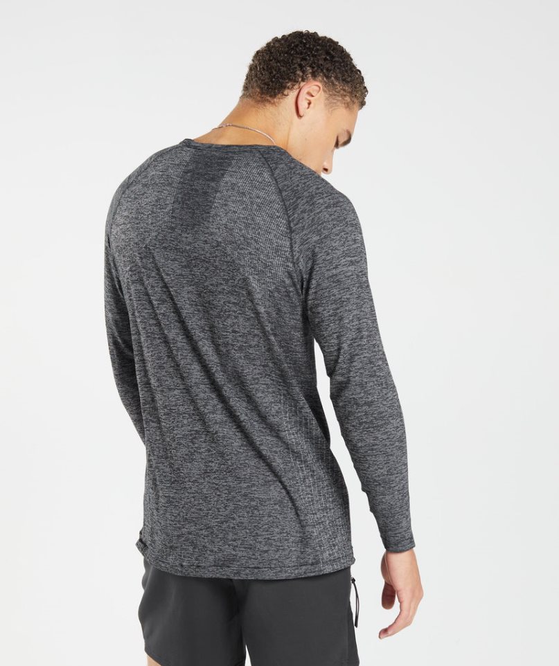 Koszulki Gymshark Retake Seamless Long Sleeve Męskie Ciemny Szare | PL 390MED